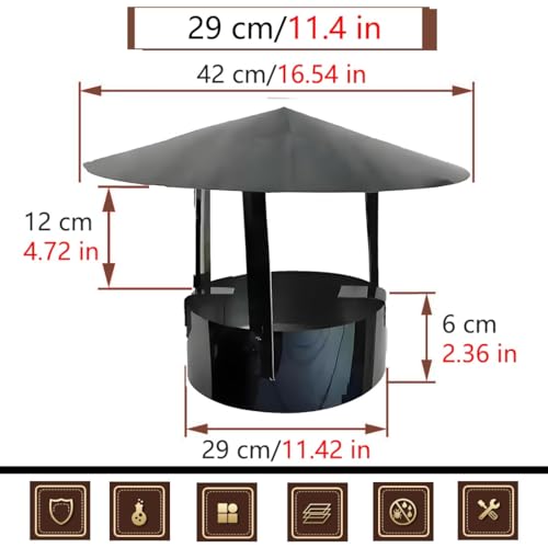 Cappa de ventilación para chimenea de 29 cm en acero inoxidable 8