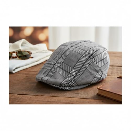 Image of The Tie Hub Wool Flat Cap for Men & Women | Adjustable Vintage Newsboy Gatsby Hat for Casual, Travel, Outdoor | Free Size Herringbone Ivy Style Cap