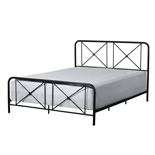 Image of Hillsdale Furniture Metal Bed with Double X Design Platform, Full, Black