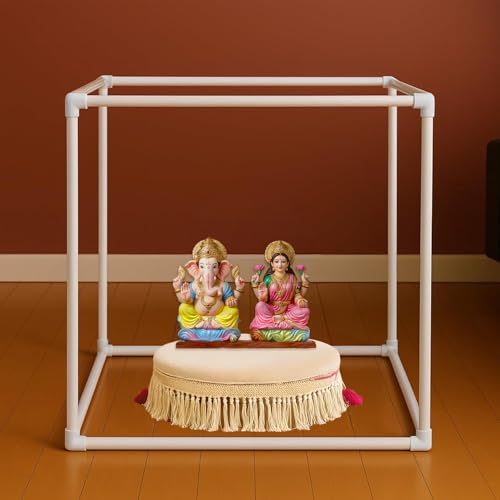 Image of SpecialYou White Cube Backdrop Stand for Decor, Ganpati Decoration Stand for Home, Decorations Stand for Backdrop for Pooja Room Decor Items, Ganapati Decoration Items for Home