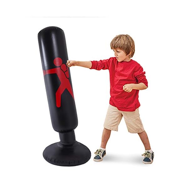 Inflatable-Kids-Punching-Bags-with-Stand-64-Inch-Freestanding-Punching-Bag-for-Kids-and-Adults-Kids-Kickboxing-Bop-Bag-Immediate-Bounce-Back-for-Karate-Taekwondo-MMA-Red-Red Inflatable Kids Punching Bags with Stand, 64 Inch Freestanding Punching Bag for Kids and Adults, Kids Kickboxing Bop Bag Immediate Bounce-Back for Karate, Taekwondo, MMA (Red) (Red) (Black)