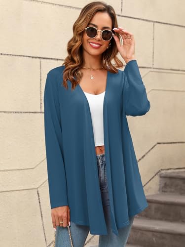 Image of Women's Lightweight Open Front Cardigans Casual Soft Drape Spring Summer Fall Cardigan S-3XL