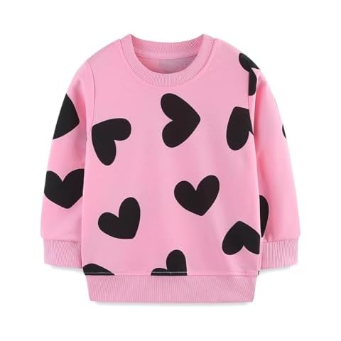 Mrocioa Love Heart Prints Shirt Toddler Girls Sweatshirt Kids Valentine's Day Heart Shirt Long Sleeve VDAY Pink Tops for 5T Cover