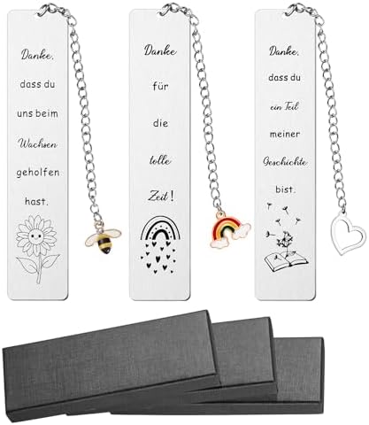 6x Metall Lesezeichen Für Lehrer - Dankesgeschenk Mit Sprüchen In Geschenkbox