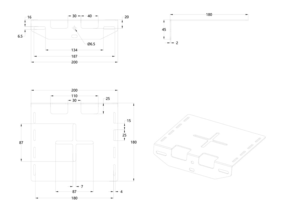 RO&CO MULTIBRACKETS - Bandeja de Pared para cámaras de vigilancia o Webcam. Color Negro.