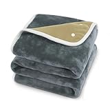 Kozeewarm Heated Blanket Battery Operated Portable 30'x40' Heated Throw Cordless 3 Heating Levels 2 Hours Auto-Off Rechargeable Electric Heating Blanket Gray(Battery Not Included)