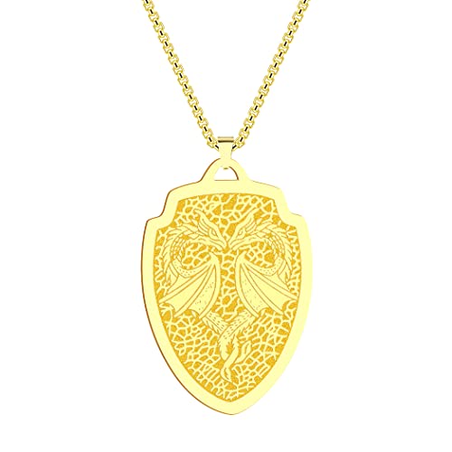 Drachen Halskette für Männer Frauen Geflügelter Drache Charm Anhänger Kette Unisex Schutz Wächter Medaillon Okkulter Schmuck Talisman Amulette Geschenke (217G) Cover