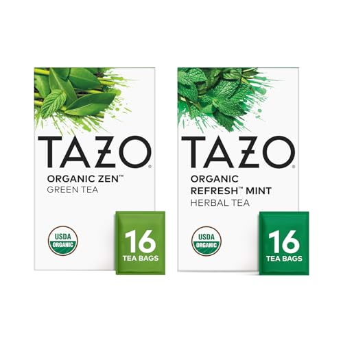 TAZO Tea Bags, Regenerative Organic: Refresh Mint Herbal Tea, & Z...