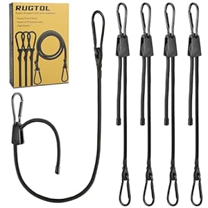 RUGTOL Verstellbare Spanngummis mit Karabiner 4er Set