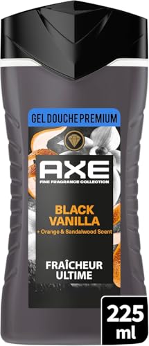 AXE - Gel Douche - Collection Prestige - Black Vanilla - 12h de fraîcheur - Parfum frais et gourmand de vanille, orange et bois de santal - Agents hydratants 100% d’origine végétale - 225ml
