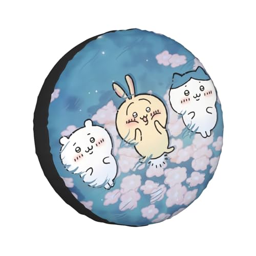 タイヤカバー ちいかわ スペアタイヤカバー おしゃれ タイヤ収納 防塵 防水 防紫外線 日焼け止 汚れ防止 劣化対策 タイヤバッグ 持ち運び便利 取付簡単 カー用品 14〜17インチ 屋外 軽自動車 普通車 汎用 16インチ:直径76-79cm