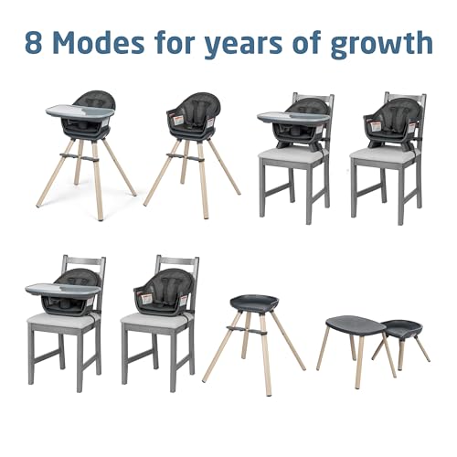 Image of Maxi-Cosi Moa 8-in-1 High Chairs for Babies and Toddlers, Machine Washable Infant High Chair, Compact, Convertible High Chair Lightweight Design, Classic Graphite