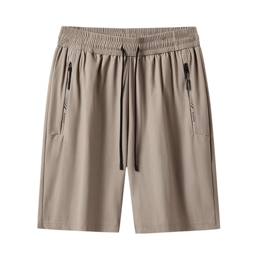 Pantalones de vestir para mujer, cintura elástica, pantalones cortos de oficina, de cuero, cómodos, holgados, pijamas cómodos, caqui, XXL