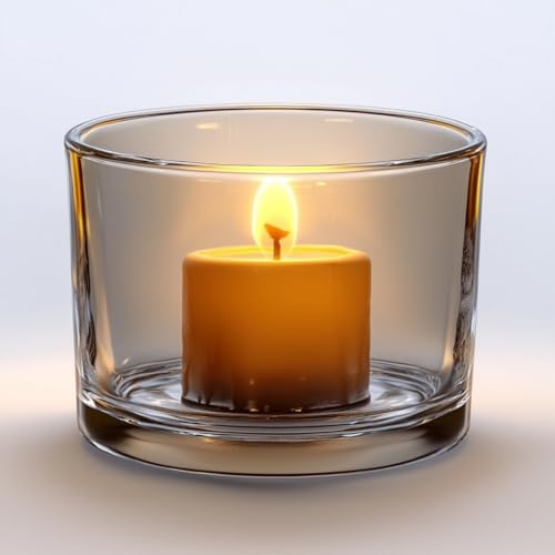 Glas Teelichthalter 6 Stück Kerzenhalter Große Ø7,5 cm, Transparentes Klarglas, Votivkerzenhalter für Teelichter, Hochzeit, Weihnachten, Tischdeko, Teelichtgläser, Kerzengläser, Gläser Klein