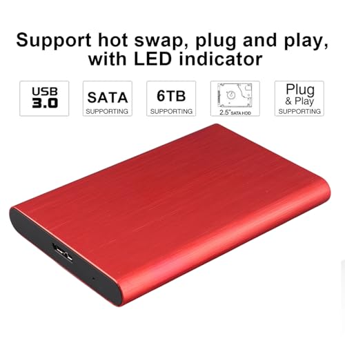 Caja externa SSD USB 3.0 2.5 pulgadas aluminio rojo miniatura 3