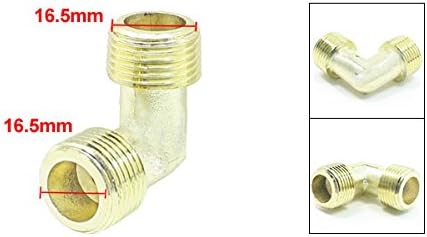 sourcingmap Gold Tone 16.5mm Dia 90 Degree Male Elbow Connector for Air Compressor - Image 3