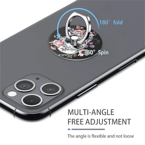 Anillo de teléfono de calavera y rosas con soporte anticaídas para iPhone 4