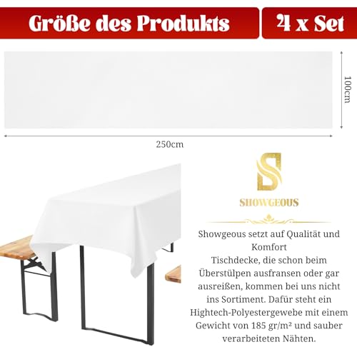 Showgeous Bier-Tischdecken 4er-Pack Weiß 100x250cm – Ansicht 2