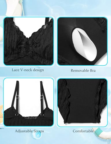 Image of Girls Swimsuit Double Strap High Waist Sporty Bikini Swimsuits Swim Cover Up Skirt 3 Piece Set