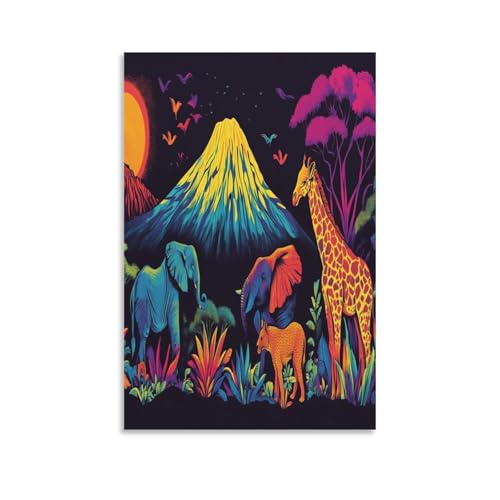 Impression Sur Toile Girafe Art Mural Premium pour Décoration de Salon