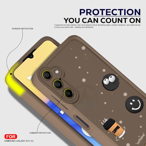 Image of AESTMO Back Case Cover for Samsung Galaxy A15 5G Cover | Cute Fun Cartoon 3D Ball | Coffee Silicone Case | Full Body Protection | Camera Protection Back Cover for Samsung Galaxy A15 5G (Brown)