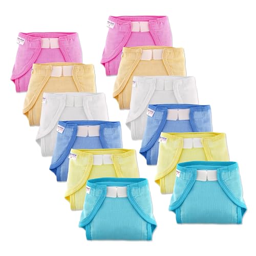Image of Welcro Nappy For Babies, Reusable, Washable Soft Muslin Cotton Nappy /Langot for New Born Baby | Gentle on Baby Skin | Helps in Potty Training | 3-6 months | Pack of 12 | Dyd