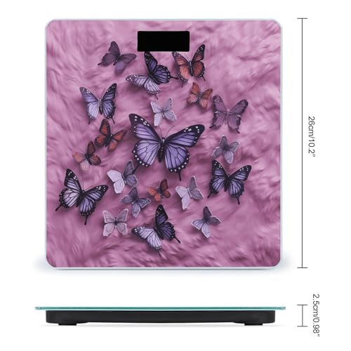 Báscula digital de baño con fondo morado y mariposas miniatura 2