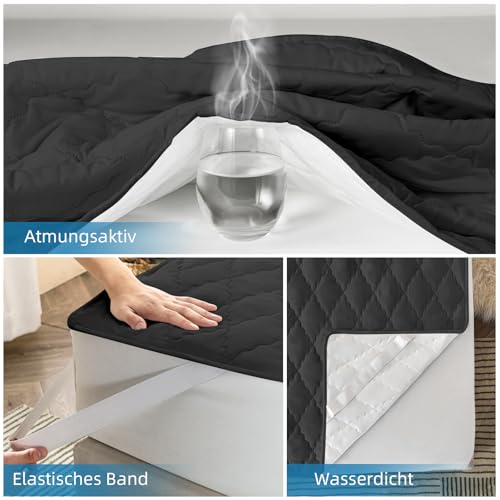 Protector de colchón impermeable y transpirable de microfibra negra 5