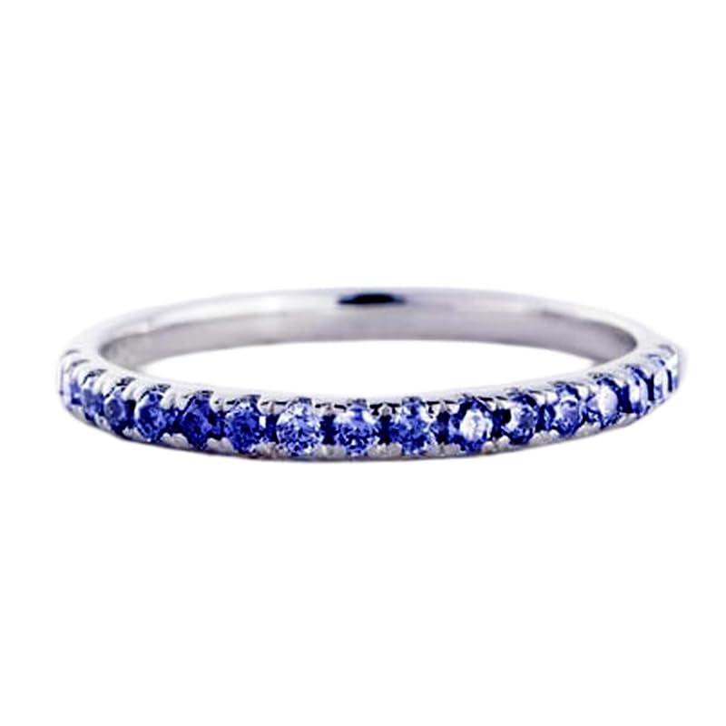 Bague d'éternité tanzanite bleue contre le ternissement, anneau argent 925