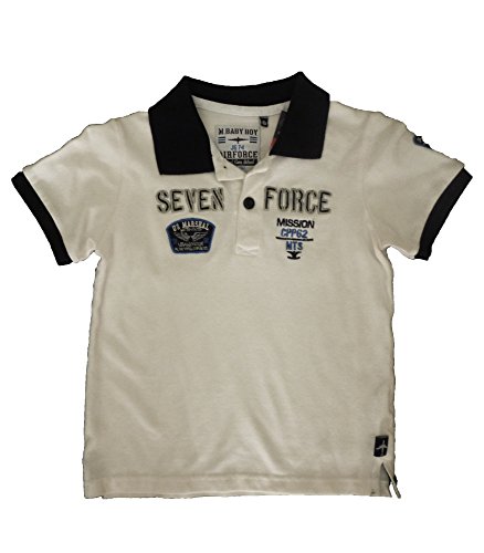 Polo garçon blanc bleu Losan 5 ans col boutonné respirant