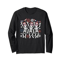 Buy the Unique Patriotic Dancing Skeletons 4th of July Long Sleeve T-Shirt – 4th of July Patriotic Party Style