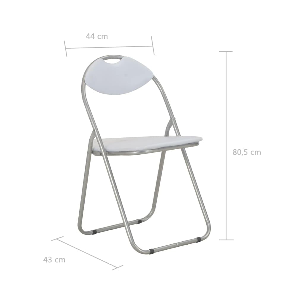 Hothingwell 2 Klappstühle, weiß, Kunstleder, für Esszimmer, Küche, Eingangsbereich oder Büro, Rahmen aus robustem Stahl, faltbar und leicht, leicht zu reinigen mit einem feuchten Tuch