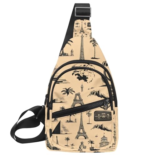 Sac à dos à bandoulière vintage multicolore avec sangle réglable
