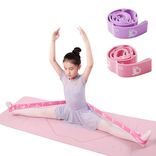 2-Pack Adjustable Kids Dance Stretch Bands - 8-Loop Elastic Bands for Ballet, Latin, Yoga, Gymnastics & Stretching - Flexible, Multi-Section Design for Dance Training & Flexibility