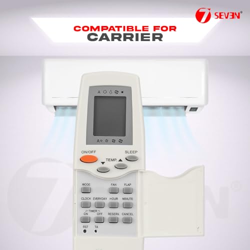 Image of 7SEVEN Compatible with Carrier AC Remote Control RFL-0601EHL | RFL-0301 Model 91 Suitable for Split & Window 1 1.5 2 Ton AC Remote - Match Remote Keys Exactly to Replicate Genuine Remote Function