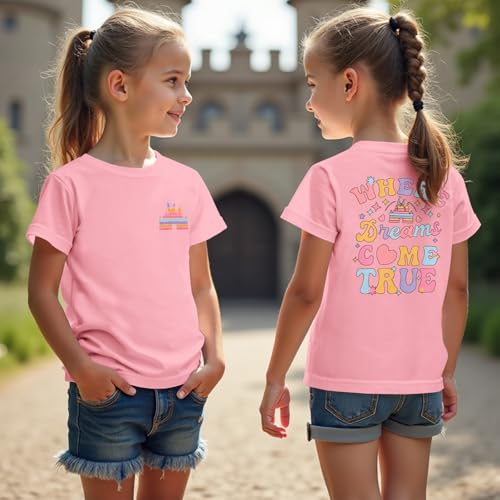 BOUTIKOME Magic Kingdom Shirts for Girls Where Dreams Come True T-Shirt Kid Castle Graphic Tees Magical Fairy Tale Gift Tops4