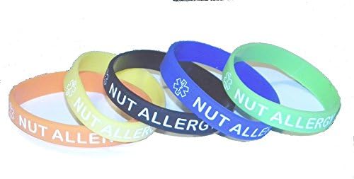 Medical Alert"Nut Allergy" Silicone Bracelet, 5-Pack