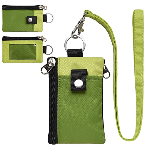 Image of CHENSPRX Minimalist RFID Blocking Small Wallet with ID Window,WaterResistant Zip Id Case Wallet with Lanyard Keychain for Cards,Cash,Travel,Women,Men