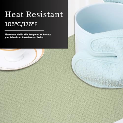 Image of Amazon Brand - Umi PVC Vinyl Foam Design Placemat STPG127 | Heat Resistant, Wipe Clean, Anti-Skid Table Mats for Dining Table, Kitchen & Home Decor (30x45 CM Green Set of 2)