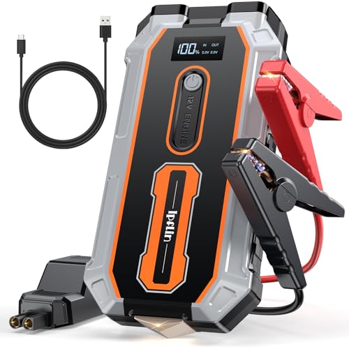 Ipflin Paquete de energía de arranque de salto – 3000 A pico 18000 mAh batería de coche portátil arrancador de arranque para motores de gasolina de hasta 6,5 L y diésel de 3,5 L, puertos USB-C,