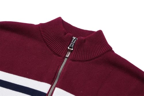 Men's Cotton Polo Neck Sweater – Striped Knit Pullover, Business Casual Wear3