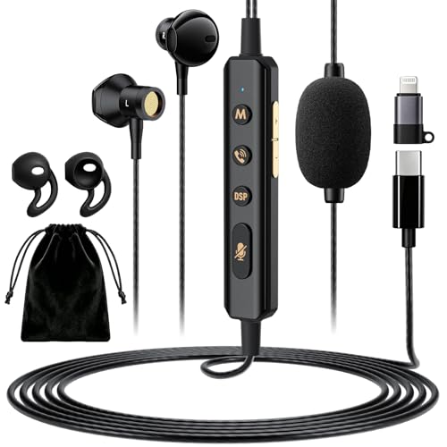 KM08U Sound Card Karaoke Headset with In-ear Monitoring, Voice Changer, Noise Reduction, Portable All-in-One Karaoke Headphone with Mic, Plug & Play Wired Earbuds for Streaming Recording Singing