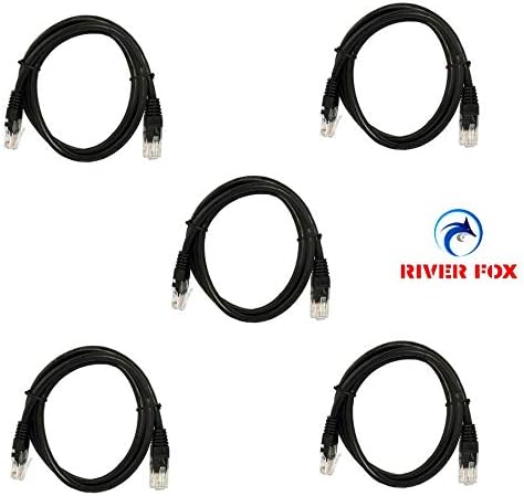 RIVER FOX RJ45 CAT 5e Internet Network LAN Patch Cable (1.5 Meter Black Cable Pack of 5)