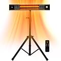 Mountman Patio Heater, Electric Heater for Outdoor/Indoor Use, 1500W Infrared Radiant Heater with Remote, 3 Modes, 24H Timer, IP45, Wall Mounted/Tripod for Garage, Backyard Porch, Basement, Balcony