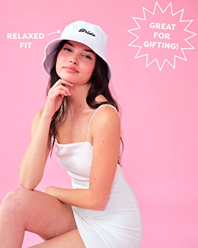xo, Fetti White Bride Bucket Hat | Bachelorette Party Decorations, Bridal Shower Gift, Bach Favors, Engagement Party Accessory, Camp Bride to Be