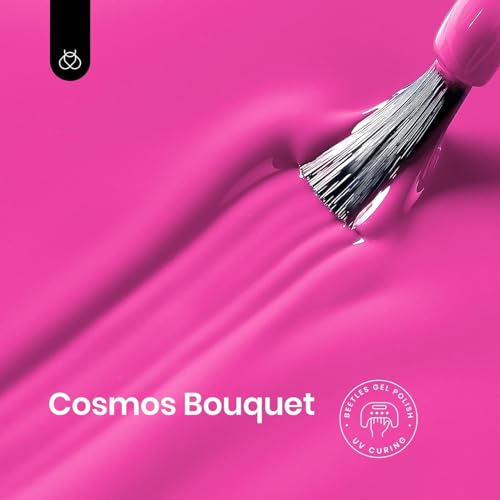 Image of Beetles Pink Gel Nail Polish - Cosmos Bouquet Hot Pink Gel Polish, 15ML /0.51Fl Oz Soak Off UV LED Lamp Neon Nail Art, Long-Lasting Manicure Salon DIY Home
