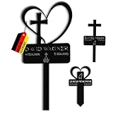 Customdo Grab Kreuz mit Gravur aus Acrylglas - Verschiedene Grabstecker Motive mit Name Bild Datum Personalisierung - Grabschmuck graviert wetterfest für Mensch Urnengrab Friedhof Garten