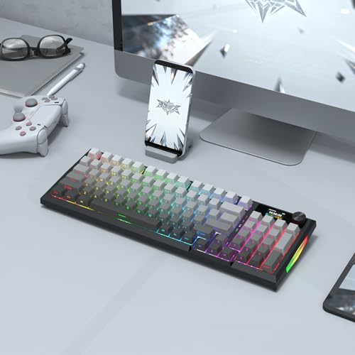 Image of Redragon Wireless Mechanical Keyboard, Gasket RGB Gaming Keyboard with Screen & Knob, Tri-Mode BT5.0 /2.4G /USB-C, 95 Keys Hot Swappable, Side Printed PBT Keycaps, Thick Pre-Lubed Linear Switch, K725SP