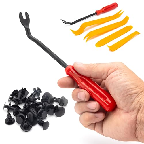 Image of NEIKO 50550A Retainer Clips Assortment, 245pc Automotive Fasteners, Car Bumper Clip for Fender Liner, Door Panel Plastic Clips, Plastic Rivets, Trim Removal Pry Bar Tool, GM, Toyota, Ford, Honda