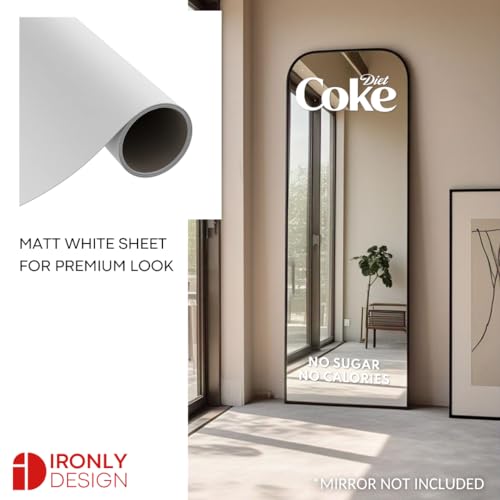 Image of Sticker for Glass & Mirrors| Minimal Vinyl Decal for Bedroom Bathroom & Cafe | Self-Adhesive Waterproof Quote Mirror Sticker | Aesthetic Decals (Diet Coke, Medium, Matt White)